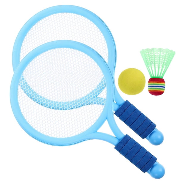 2pcs Tennis Racket Toy Cartoon Style Racquet Funny Outdoor Activities Toy Fitness Equipment for Kids Playing (Blue)