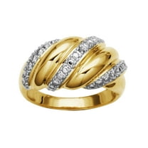 Forever Facets Diamond Accent Swirl Bombe Ring in Two-Tone Rhodium over Bronze, Adult Female