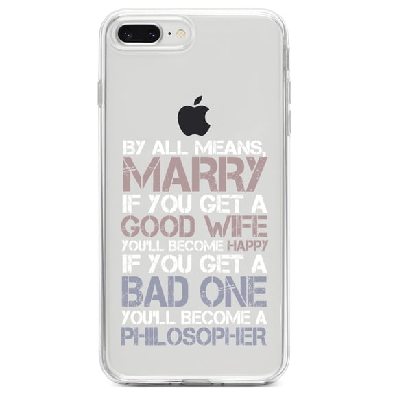 DistinctInk Clear Shockproof Hybrid Case for iPhone 7 PLUS / 8 PLUS (5.5" Screen) TPU Bumper Acrylic Back Tempered Glass Screen Protector - Marry - Good Wife Become Happy