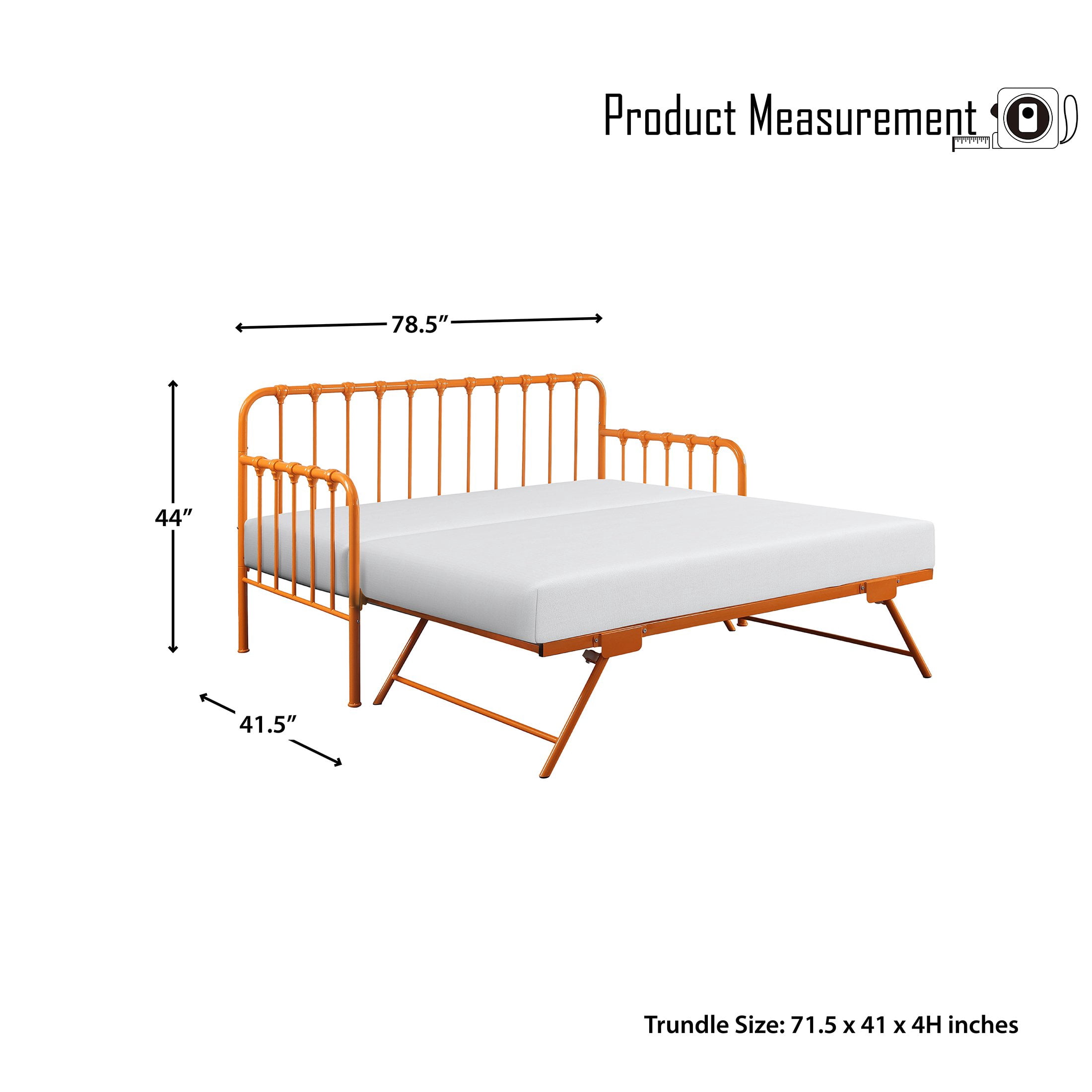 OakvillePark LaPrele Metal Daybed with Lift-Up Trundle, Twin/Twin, Orange