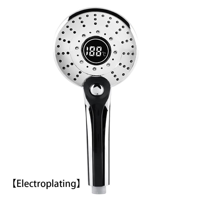 Cabezal de ducha LED Rociador de ducha brillante con control de temperatura presurizado de mano Rociador de baño, plateado sidaley HA000239-02B