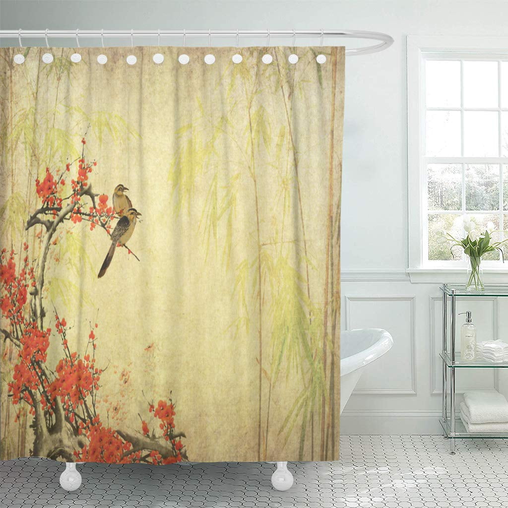 KSADK Green Korean on Plum Blossom and Bamboo Yellow Oriental Japanese