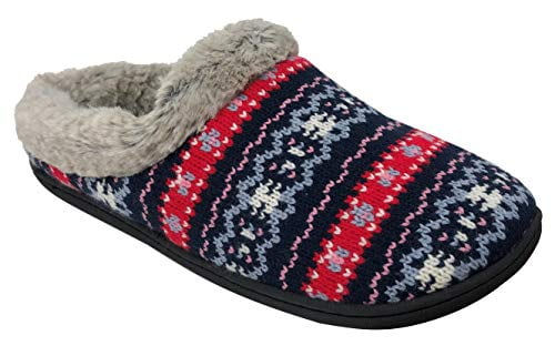 dearfoams women's knit clog memory foam slipper