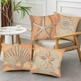 thumbnail image 3 of Nautical Coastal Throw Pillow Covers Set of 4 Ocean Theme Beach Starfish Seashell Conch Sand Dollars Linen Square Pillow Cases Outdoor Sofa Cushion Cover for Bed Living Room, 18" x 18", 3 of 5