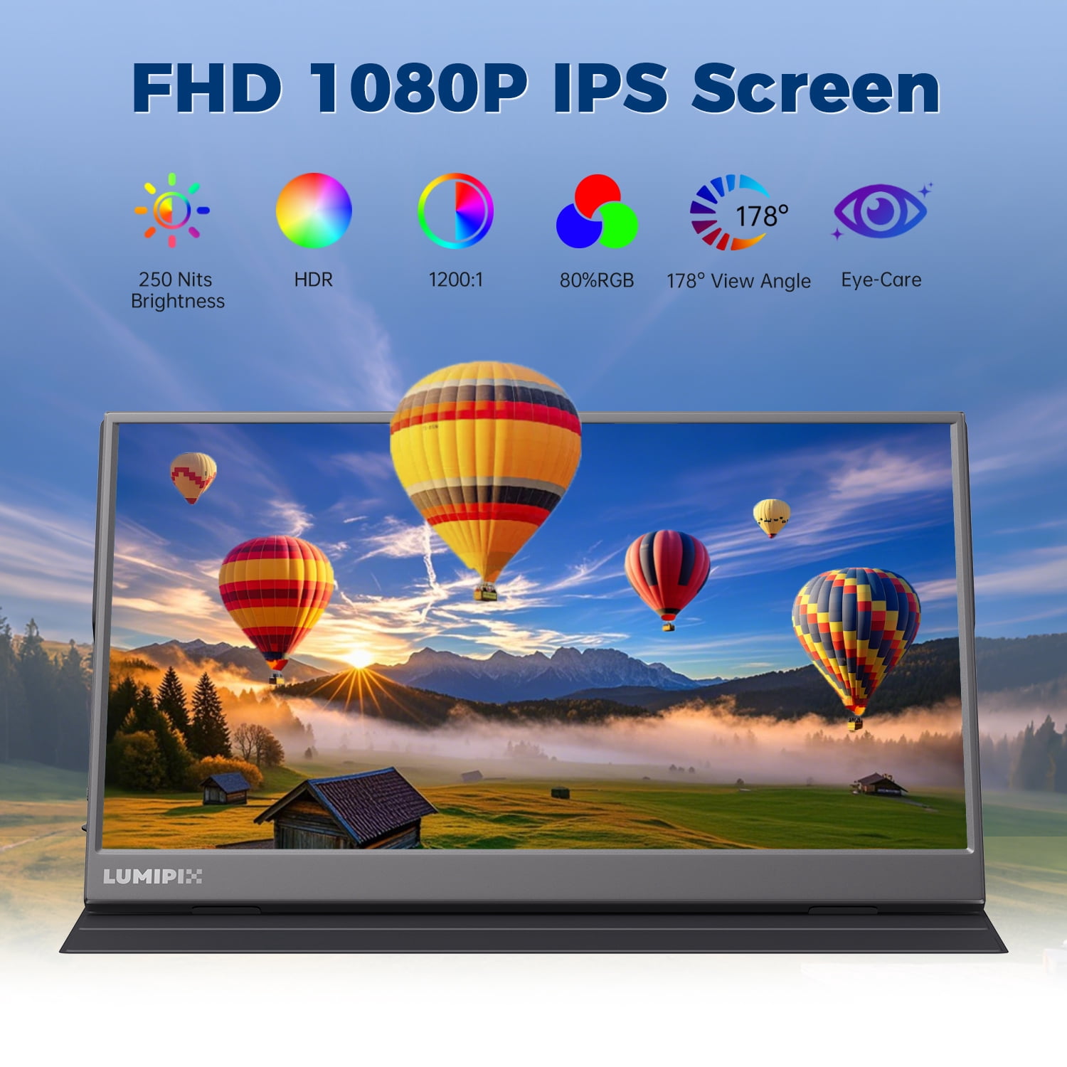 15.6 Inch Portable Monitor 1080P FHD IPS Gaming Display Monitor with USB-C & HDMI Light Weight Ultra-Slim External Second Screen with Smart Cover & Speakers for Laptop，PC, Mac, Phone, PS5, Switch