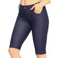 thumbnail image 2 of Women's Bermuda Stretchy Jean Shorts with 5 Pockets Cotton Blend, Denim Blue S, 2 of 3