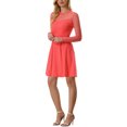 thumbnail image 4 of INSPIRE CHIC Robe Patineuse de Fête pour Femme en Maille Transparente à Manches Transparentes avec Cœurs TG Rouge Melon D\'eau, 4 of 6