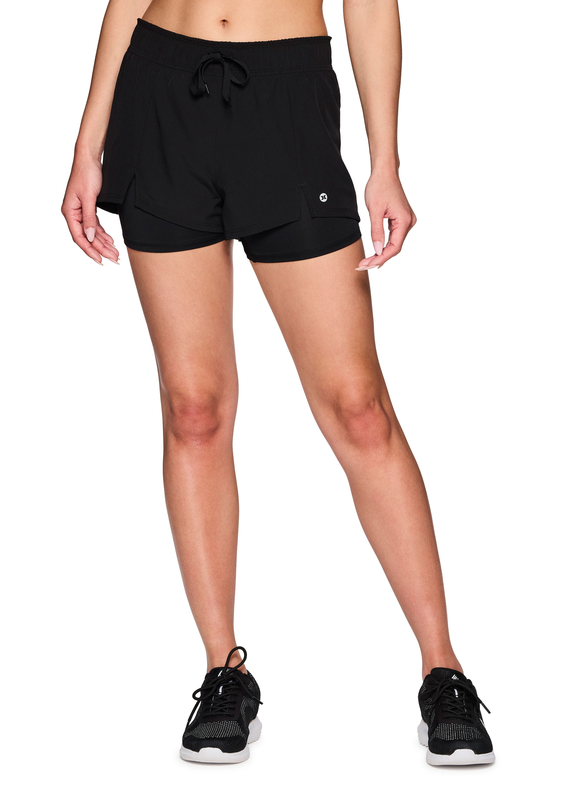 RBX Active Women's Slit Running Gym Shorts With Attached Bike Short