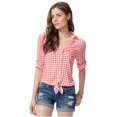 thumbnail image 1 of Camisa con botones de ganchillo a cuadros Aeropostale para mujer rojo grande, 1 of 2