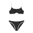 thumbnail image 6 of Women's Low Waisted Bikini Ribbed Two Piece Swimsuit Color Block Bathing Suit Women's Sports Bikini Set With Adjustable Shoulder Straps, 6 of 9