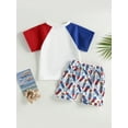thumbnail image 5 of Musuos Baby Fourth of July Outfits, 3 6 9 12 18 24Months Short Sleeve Letter Print Tops + Tie Front Shorts Summer Set Party Clothes, 5 of 10
