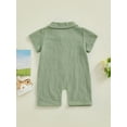 thumbnail image 3 of Bagilaanoe Newborn Baby Boys Summer Jumpsuit Short Sleeve Bodysuit 3M 6M 12M 18M Infant Cotton Linen One Piece Romper, 3 of 8