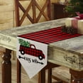 thumbnail image 3 of Table Runner Dresser Scarves Christmas Farm Truck with Pine Tree Cotton Linen Burlap Table Cover Vintage Linen and Red Black Grid Table Runners for Family Kitchen Dining Holiday Party Banquet Decor, 3 of 5