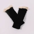 thumbnail image 3 of Dyfzdhu Women Casual Solid Knit Lace Mittens Fingerless Half Knitted Gloves Black, 3 of 4