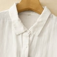 thumbnail image 5 of CUSTG Women Casual Shirts Summer Vintage Comfortable Loose Solid Color Button Down Lapel Blouse Versatile Tops, 5 of 8