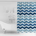 thumbnail image 2 of Blue Gradient Shower Curtain, 36" x 72", Water Ripple Striped Modern Waterproof Bathroom Curtain Washable Shower Curtain Set with 12 Hooks, 2 of 6