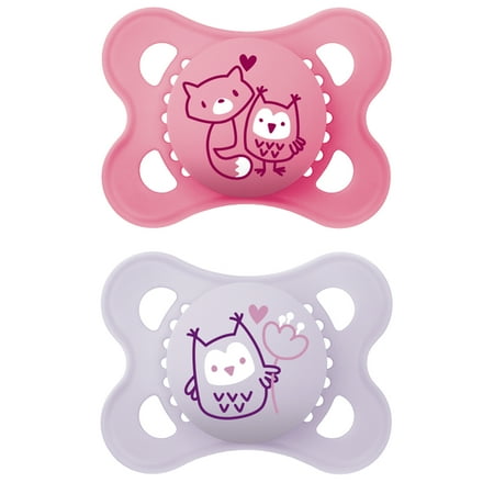 MAM Original Matte Deco Pacifier, 0-6 Months, Girl, 2 Pack