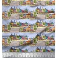 thumbnail image 1 of Soimoi Blue Rayon Fabric Landscape & City Digital Print Fabric by the Yard 42 Inch Wide, 1 of 3