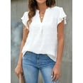 thumbnail image 6 of Womens Blouse V Neck Ruffle Sleeve Flowy Shirts Dressy Casual Cute Summer Tops White S, 6 of 7