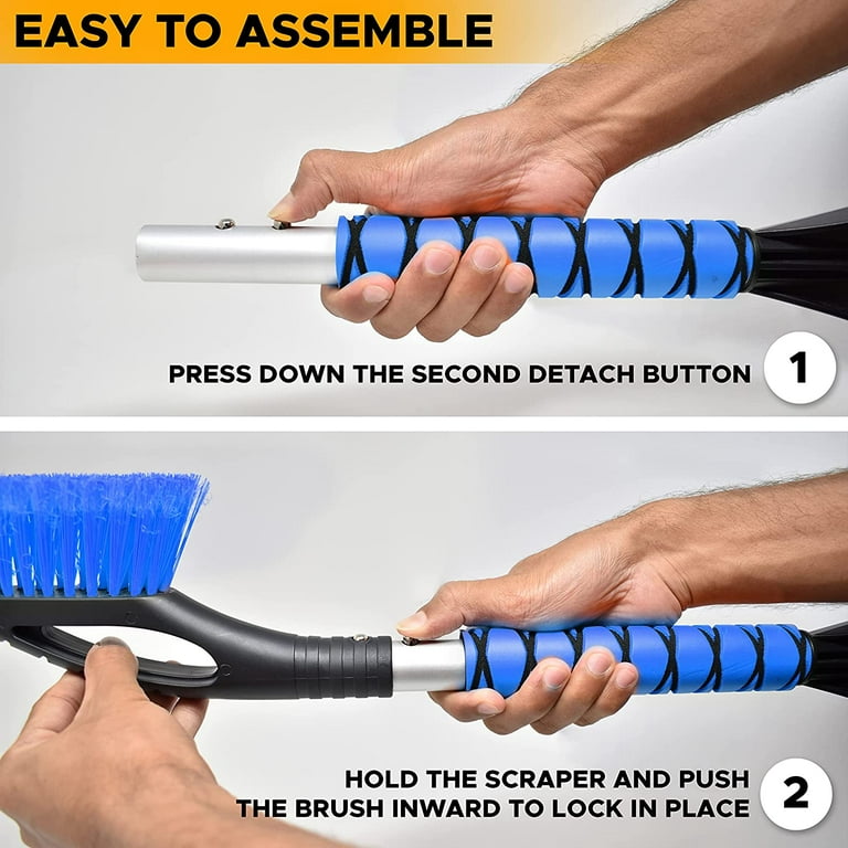 EcoNour 27 Aluminum Snow Brush with Ice Scrapers for Car Windshield and  Window | Car Snow Scraper and Brush with Ergonomic Foam Grip Winter