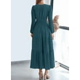 thumbnail image 4 of Womens Fall Dresses Casual Midi Maxi Dresses with Pockets Lightweight Long Sleeve V Neck Elastic Waist Wedding Boho Beach Dress, 4 of 7