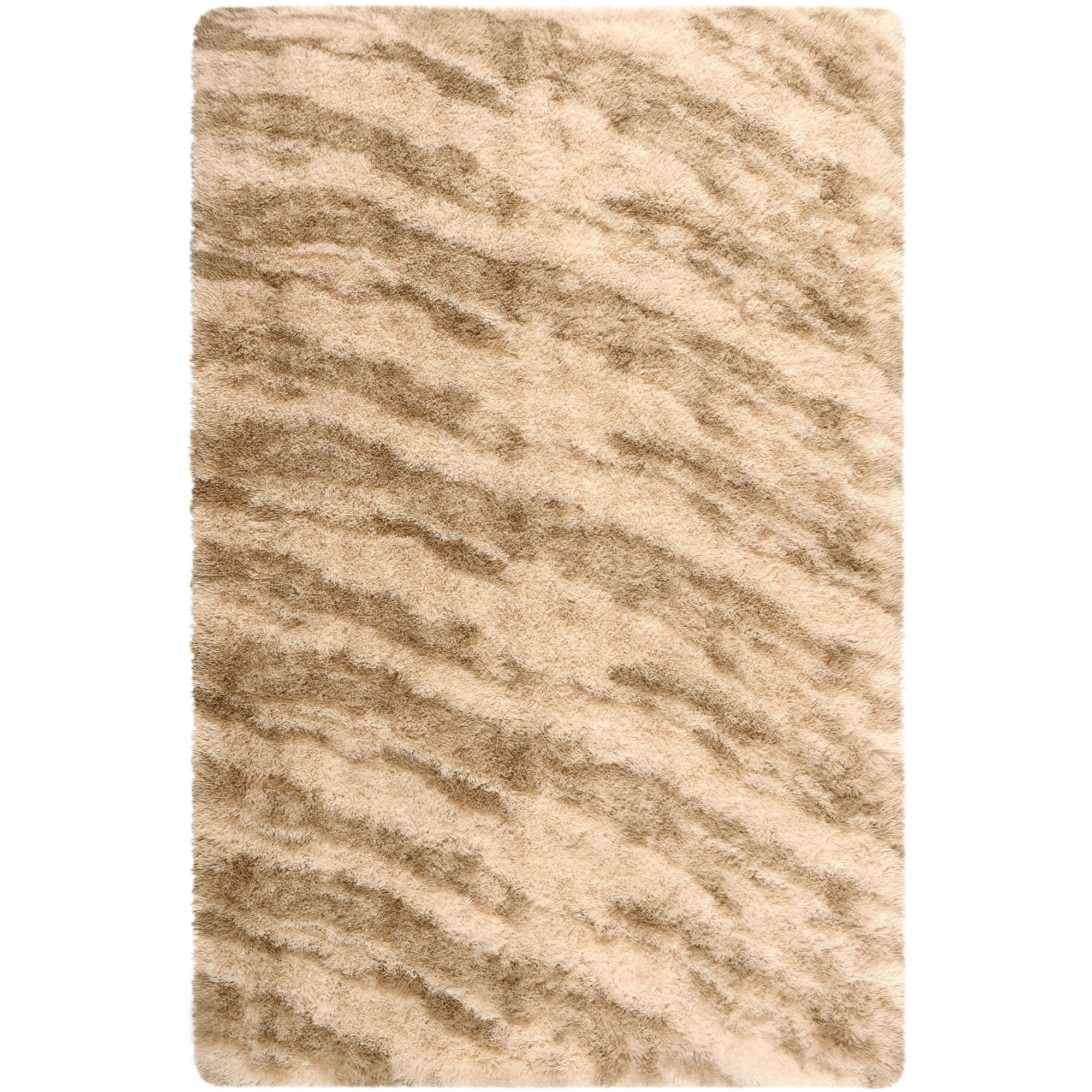 Cydiria Modern Warm Beige Plush Area Rug Scandinavian Shaggy Carpet for Living Room, 4' x 6'