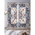 thumbnail image 2 of Boho Ethnic Style Sheer Curtains 84 inches Long 2 Panels Set Retro Floral Texture Tiers Sheers Rod Pocket Small Window Short Curtains for Kitchen Cafe, Each 52" W x 84" L, 2 of 7