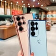 thumbnail image 4 of Compatible with Samsung Galaxy S24 Ultra 5G Case for Women Cute Luxury Love Heart Pattern Design Full Camera Protection Soft TPU Reinforced Corners Protective Plating Edge Phone Case - Pink, 4 of 12