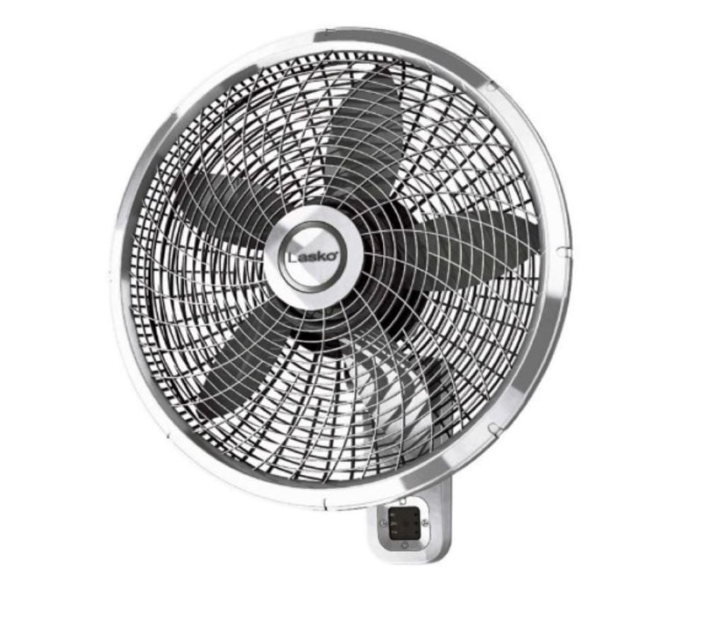 Lasko 18" 3-Speed Oscillating Remote Controlled Wall Mount Fan, White, M18950