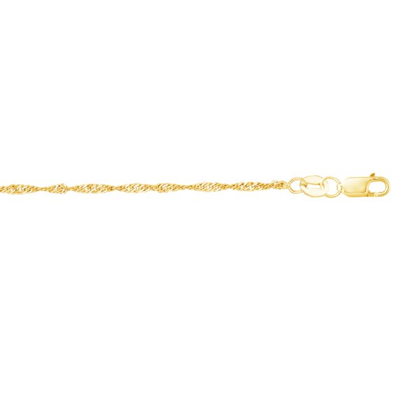 14k Yellow Gold Sparkle Singapore Chain Necklace 0.85 mm 20 Inches
