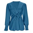 thumbnail image 4 of HongQid Long Sleeve Blouses for Women Dressy Casual, Wrap Tops Work Shirts, V Neck Fall Business Outfits, 4 of 9