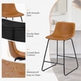 thumbnail image 4 of DYCANPO 24" Counter Height Bar Stools Set of 3, Faux Leather, Cognac Brown, 4 of 5