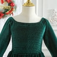 thumbnail image 5 of YWDJ Girls Princess Dresses Belle Velvet Dresses For Girls Princess Long Sleeve A-Line Skater Dress For Christmas Party Weddings 1Y-4Y Green 1Y, 5 of 6