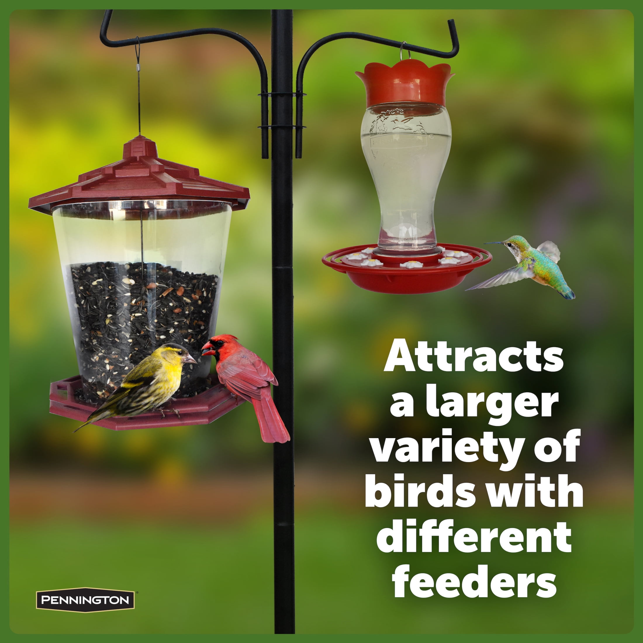 Pennington Premium Wild Bird Feeder Pole Plus, 5 feet Installed Height, Black
