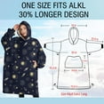 thumbnail image 4 of Oversized Wearable Blanket Hoodie,Dark Blue Moon Pattern Sherpa Blanket Hoodie with Super Pockets,Super Warm Fuzzy Pullover for Women & Men, 4 of 6