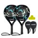 thumbnail image 1 of CAMEWIN 2 Palas de Pádel con Fundas, 2 Raquetas y 4 Pelotas,Kit de Raquetas para Pádel Fabricadas 100% Fibra de Carbono y Núcleo de Espuma Flexible de Memoria EVA, para Principiantes e Intermedios, 1 of 8