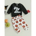 thumbnail image 3 of Cenuakty Baby Boys Girls Halloween Outfits, Long Sleeve Sweatshirt + Pumpkin Pants Set Toddler Clothes, 3 of 9
