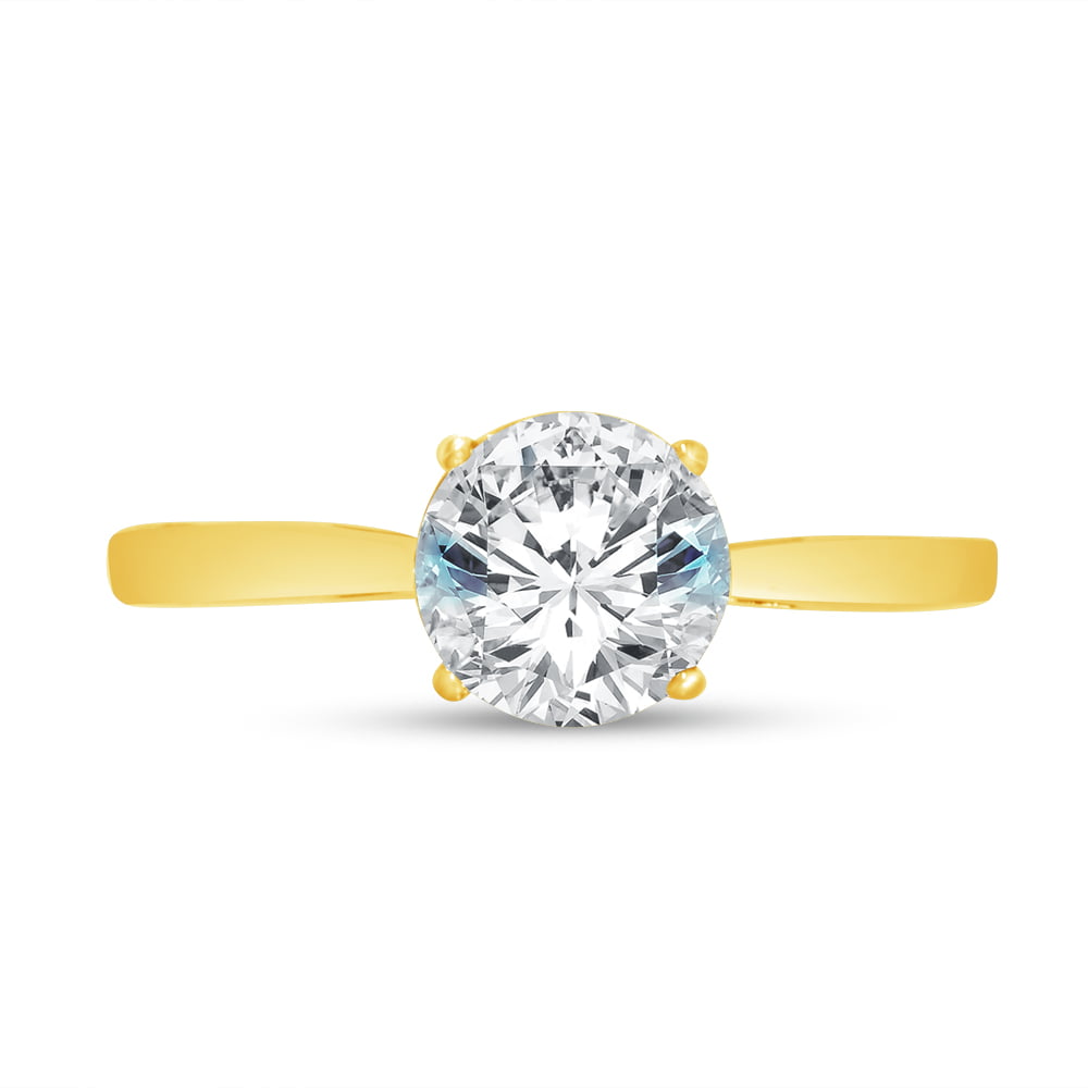 1.0Ct Round Cut Diamond Solitaire Wedding Engagement Ring 14K Yellow Gold Finish 