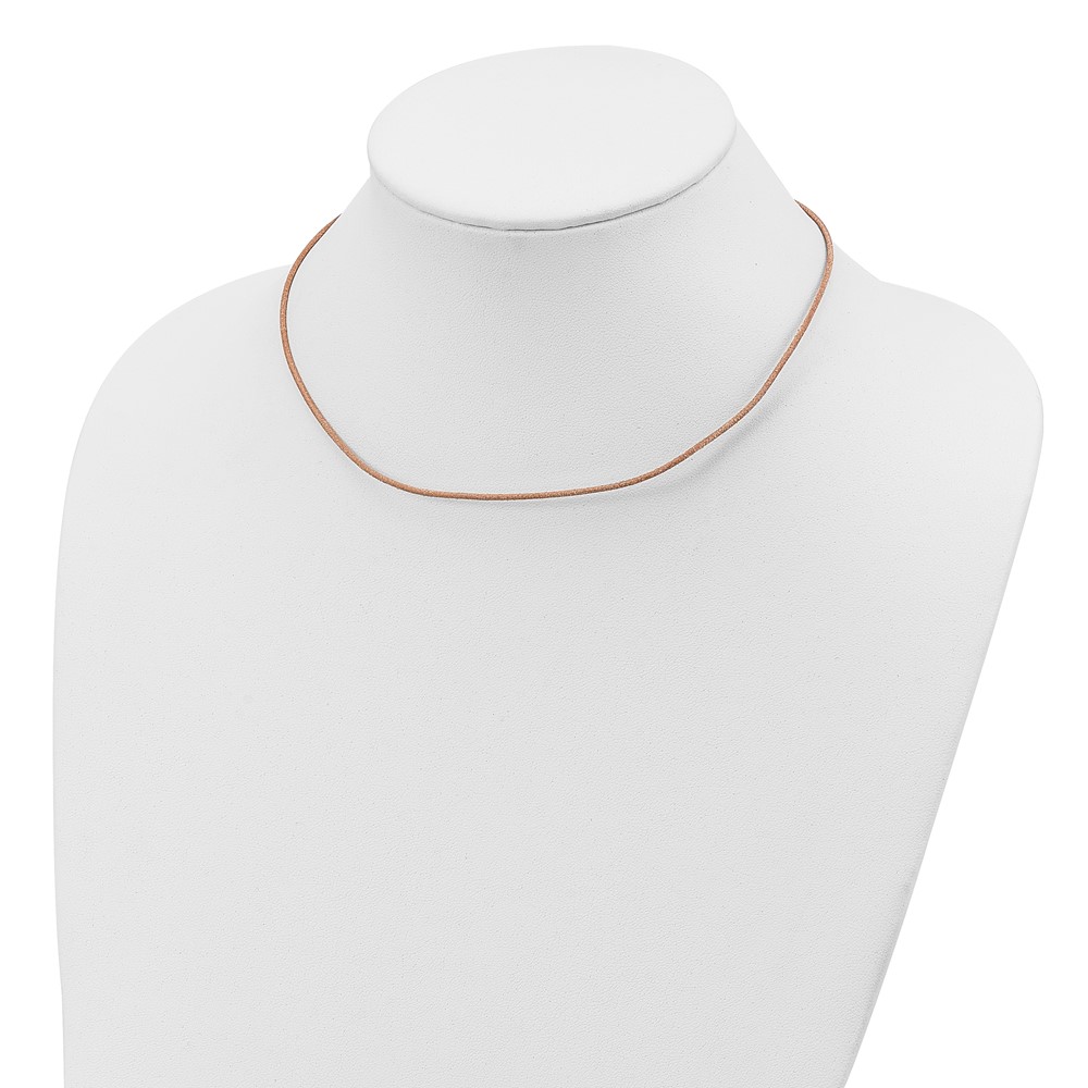 925 Sterling Silver Cord & Leather Chain Necklace 16 inch 1.5 mm Natural
