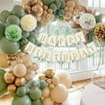 thumbnail image 3 of Sage Green Birthday Party Decorations with Happy Birthday Banner, Gold Fringe Curtain, Tissue Pompoms for Girls Women Birthday Decor, 3 of 7