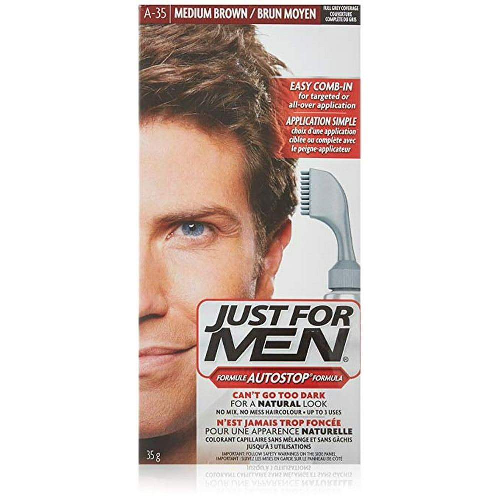 6 Pack Just For Men AutoStop Men's CombIn Hair Color, Medium Brown 1.2 oz each 6 Pack Just For Men AutoStop Men's CombIn Hair Color, Medium Brown 1.2 oz each