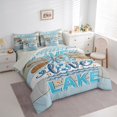 thumbnail image 2 of Castle Fairy Weathered Nautical Lake 7-Piece Twin Bedding,Anchor Paddle Wave Lettering Bedding Comforter Set,Sky Brown,Grey Reversible, 2 of 7