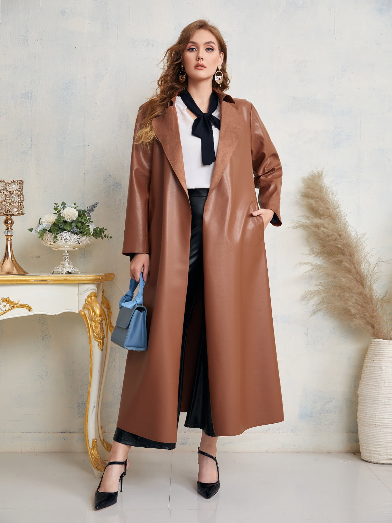 Women's Plus Pocket Side Belted Patent 