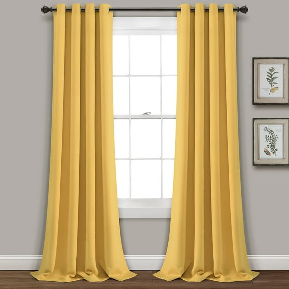 Lush Decor Insulated Grommet Blackout Window Curtain Panels Yellow 52X120 Set