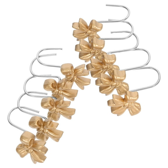 OULII Art Decor Curtain Hooks Golden Resin Bow Knot 10Pcs
