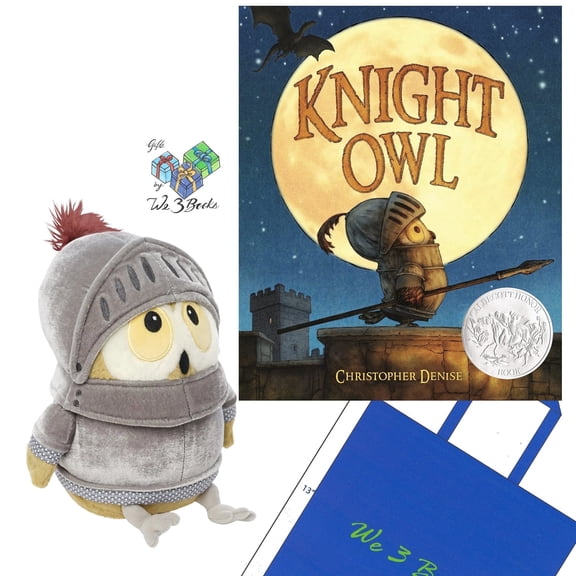 Knight Owl Gift Set Includes Hardcover by Christopher Denise, Licensed Plush Stuffed Animal Toy, and Gift Book Bag (Facing Dragons with Bravery Through Clever Ideas, Humor, and Heart)