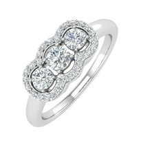 1/2 Carat 3-Stones Diamond Engagement Ring in 10K White Gold (Ring Size 8.75)