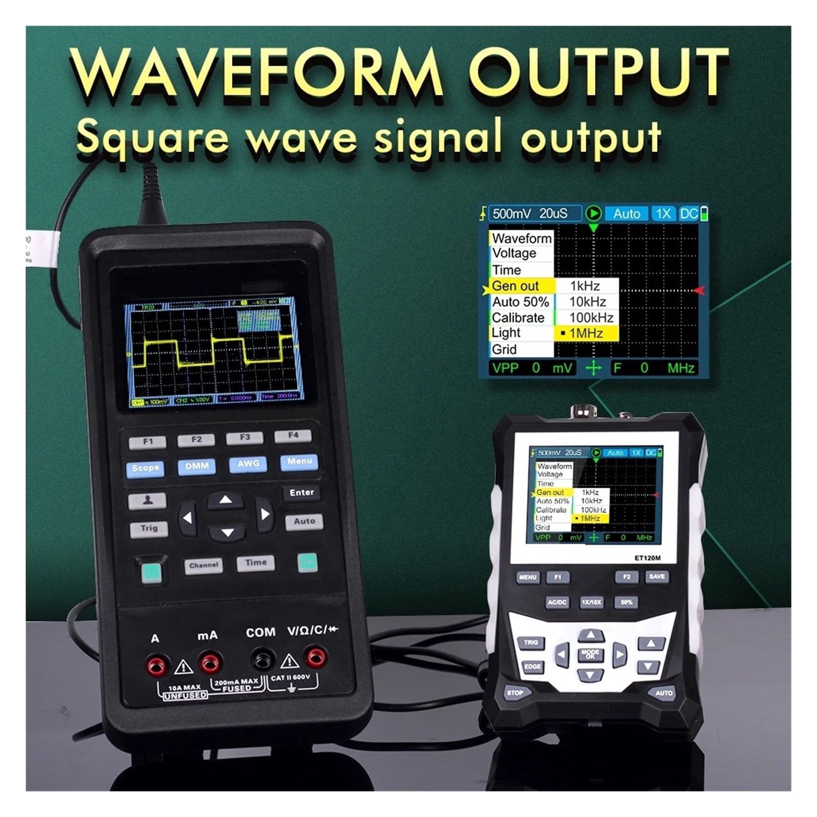 ET120M 500MS/s 120MHz Digital Oscilloscope Laboratory Electrical Repair Auto Handheld Portable Oscilloscope ,Professional Designed