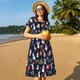 thumbnail image 4 of Balery Christmas Critters Delight Vestidos sueltos de manga corta para mujer, vestidos de verano 2025, vestidos casuales de corte A con vuelo., 4 of 6