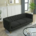 thumbnail image 4 of Newboti Furniture {Contact us for 3D modeling} Velvet Sofa for Living Room,Buttons Tufted Square Arm Couch, Modern Couch Upholstered Button and Metal Legs, Sofa Couch for Bedroom, Black Velvet 23167, 4 of 16
